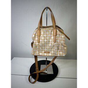 Fossil Felicity Signature Satchel Crossbody Bag Taupe Tan - cloth needs cleaning